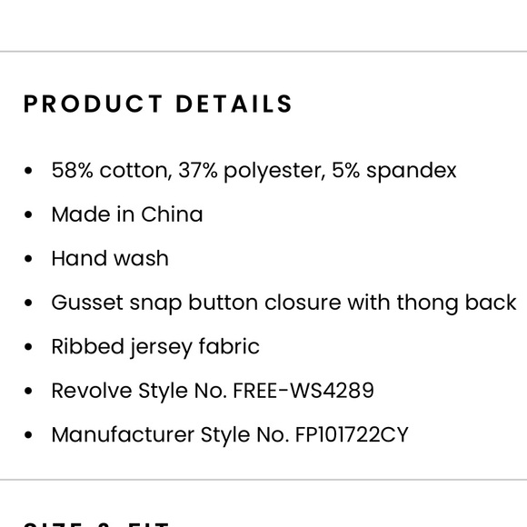 Intimately FP M white ribbed Brexley sleeveless tank thong bodysuit snap crotch - Picture 13 of 16